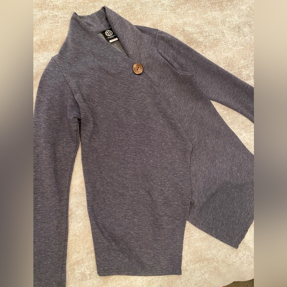 Bobeau One Button Asymmetrical Drape Front Cardig… - image 1